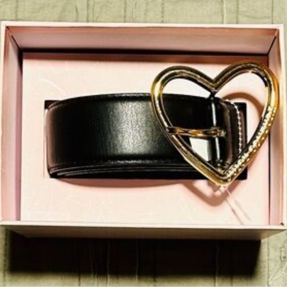 Juicy Couture Black Belt with Gold Heart Buckle M/L - Picture 1 of 2